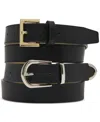 Steve Madden 1.18" Faux-leather Belts, Set Of 2 In Black
