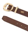 Steve Madden 1.26" Center Bar Buckle Faux-leather Belt In Brown