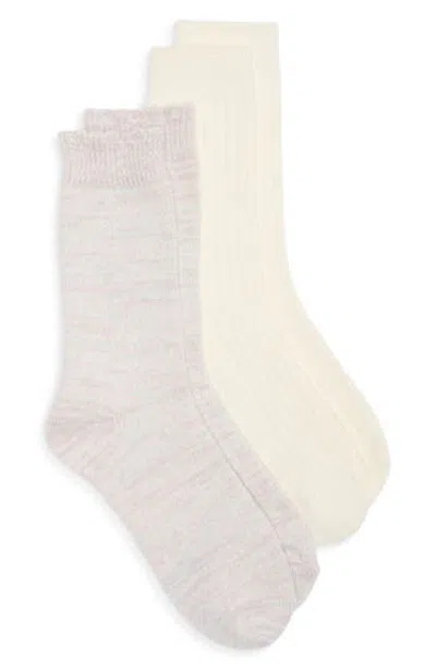 Steve Madden 2-pack Marled Scalloped Crew Socks In Ivory Multi