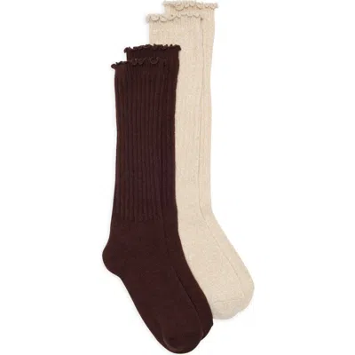 Steve Madden 2-pack Soft Lettuce Edge Knee High Socks In Multi