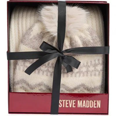Steve Madden 2-piece Beanie & Scarf Set In Neutral