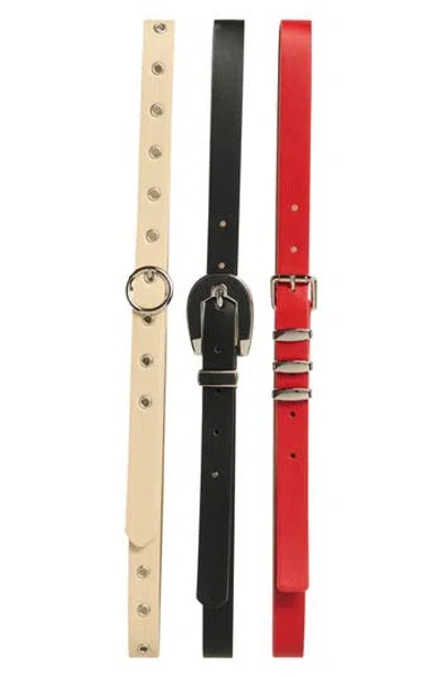 Steve Madden 3-for-1 Assorted Faux Leather Belts In Multi