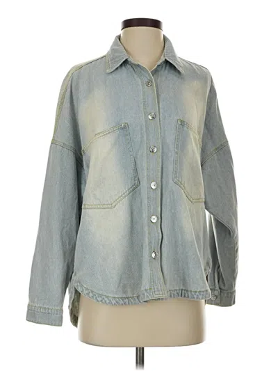Pre-owned Steve Madden 3/4 Sleeve Button Down Shirt In Blue