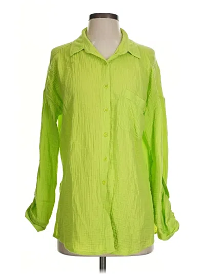 Pre-owned Steve Madden 3/4 Sleeve Button Down Shirt In Green