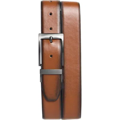 Steve Madden 35mm Burnished Reversible Dress Belt In Brown