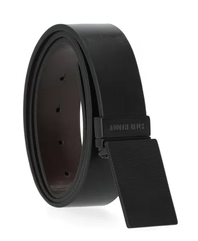 Steve Madden 35mm Textured Plaque Buckle Belt In Black,brown