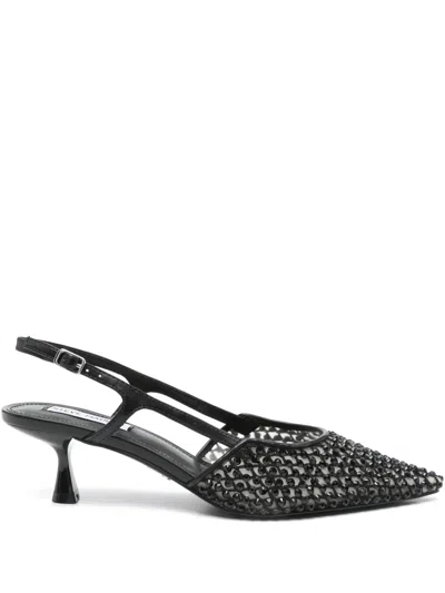 Steve Madden Womens Black Legaci Rhinestone-embellished Heeled Woven Slingbacks Eur 38/5 Uk