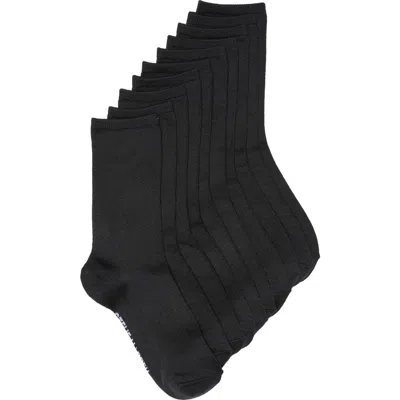 Steve Madden 5-pack Supersoft Crew Socks In Black