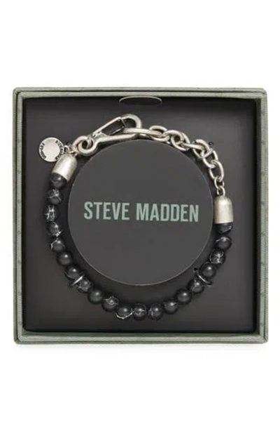 Steve Madden 6mm Beaded Bracelet In Black
