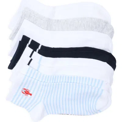 Steve Madden 6-pack Lobster Embroidered & Stripe Quarter Crew Socks In Multi