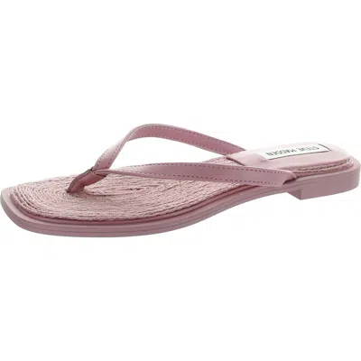 Steve Madden Abela Womens Faux Leather Toe Post Flip-flops In Pink