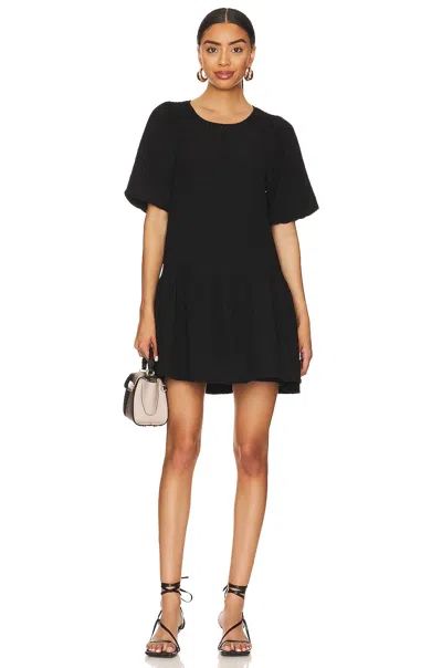 Steve Madden Abrah Mini Dress Black Textured A-line Minimalist Jzz405