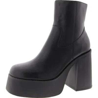 Steve Madden Acacia Womens Leather Block Heel Ankle Boots In Black