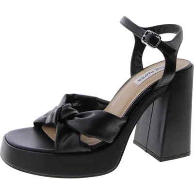 Steve Madden Acceptance Womens Faux Leather Ankle Strap Platform Heels In Black