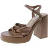 Steve Madden Acceptance Womens Faux Leather Ankle Strap Platform Heels In Brown