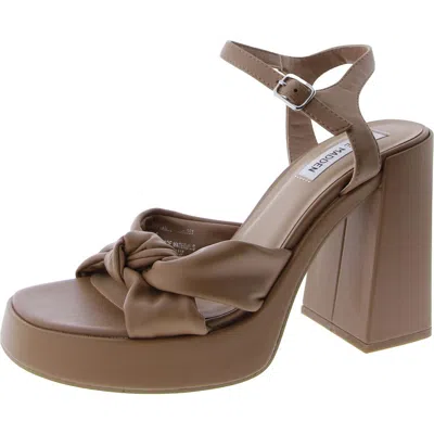 Steve Madden Acceptance Womens Faux Leather Ankle Strap Platform Heels In Brown