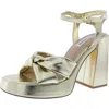 Steve Madden Acceptance Womens Faux Leather Ankle Strap Platform Heels In Gold
