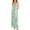 Steve Madden Adalina Floral Ruffle Chiffon Maxi Dress In Mint