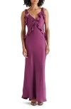 Steve Madden Adaline Ruffle Trim Maxi Dress In Vintage Purple