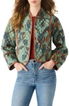 Steve Madden Adalynn Quilted Open Front Cotton Jacket In Green