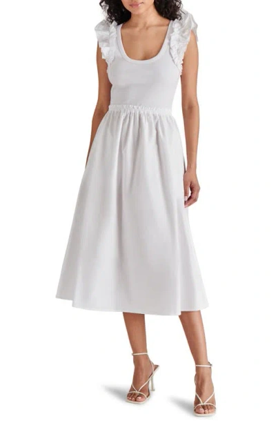 Steve Madden Adela Mixed Media Cap Sleeve Fit & Flare Dress In White