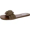 Steve Madden Adore Womens Rhinestone Knot-front Slide Sandals In Brown