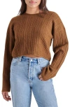 Steve Madden Aerin Cable Crew Sweater In Brown
