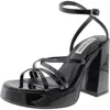 Steve Madden Affection Womens Strappy Patent Platform Sandals In Black