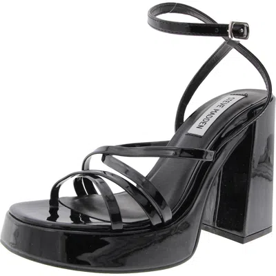 Steve Madden Affection Womens Strappy Patent Platform Sandals In Black