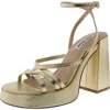 Steve Madden Affection Womens Strappy Patent Platform Sandals In Gold