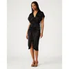 Steve Madden Aimee Ruched Front Midi Dress In Black