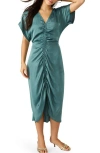 Steve Madden Aimee Ruched Front Midi Dress In Blue