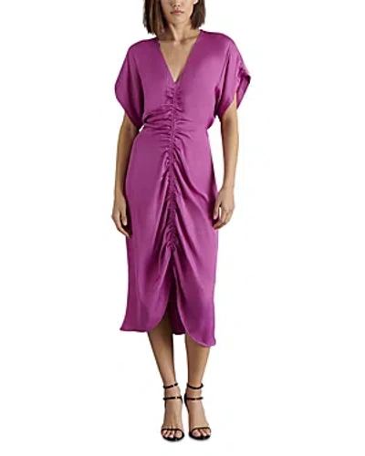 Steve Madden Aimee Ruched Front Midi Dress In Radiant Orchid