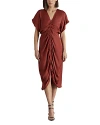 Steve Madden Aimee Ruched Front Midi Dress In Spiced Apple