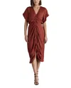 Steve Madden Aimee Ruched Front Midi Dress In Spiced Apple