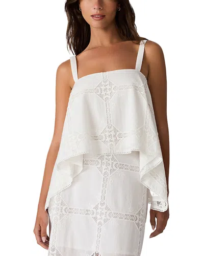 Steve Madden Ainslee Embroidered Detail High-low Cotton Top In White