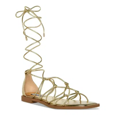 Steve Madden Ainsley Ains02s1 Strappy Sandals Womens 9.5 Gold Ankle Tie Gbnc638