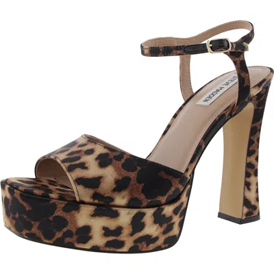 Steve Madden Ainsworth Womens Animal Print Satin Platform Sandals In Multi