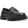 Steve Madden Akkron Womens Laceless Faux Leather Loafers In Black