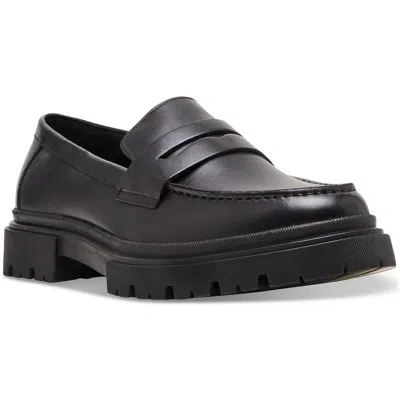 Steve Madden Akkron Womens Laceless Faux Leather Loafers In Black