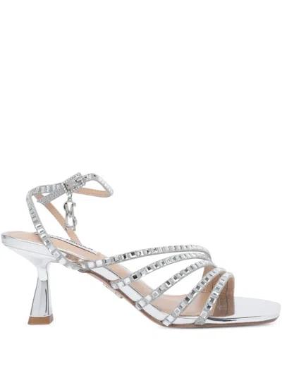 Steve Madden Alarah Strappy Metallic Heeled Sandals In Silver