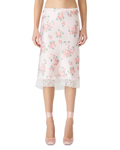Steve Madden Alayna Floral Satin Skirt In White