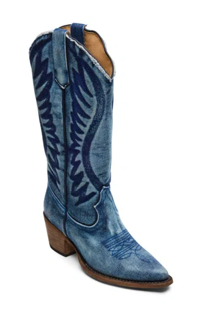 Steve Madden Albany Western Boot In Blue