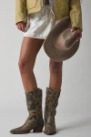 Steve Madden Albany Western Leather Cowboy Boot In Brown Distressed, Women's At Urban Outfitters In Brown