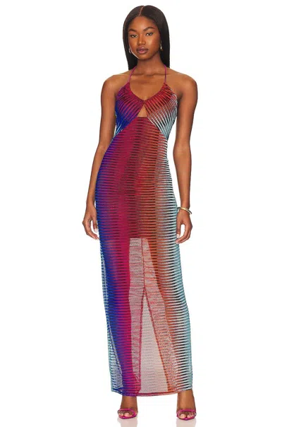 Steve Madden Albina Maxi Dress Women Medium Multicolor Stretch Halter Neck Vda36