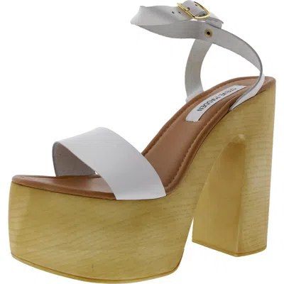 Steve Madden Alessia Womens Buckle Platform Sandals In White