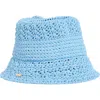 Steve Madden Alex Metallic Crochet Bucket Hat In Blue