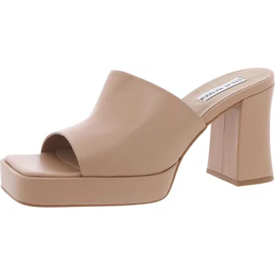 Steve Madden Alex Womens Solid Leather Block Heel In Beige