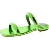 Steve Madden Alexander Womens Faux Leather Metallic Slide Sandals In Green