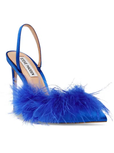 Steve Madden Alexis Womens Satin Feathers Pumps In Blue